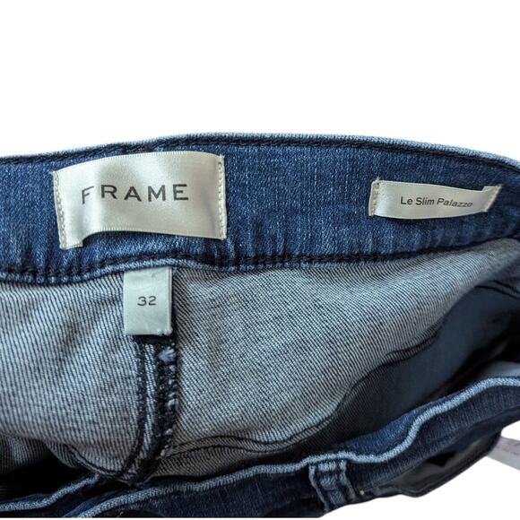 FRAME Le Slim Palazzo Jeans Size 32 High Rise Wide Leg Medium Wash - Picture 5 of 6